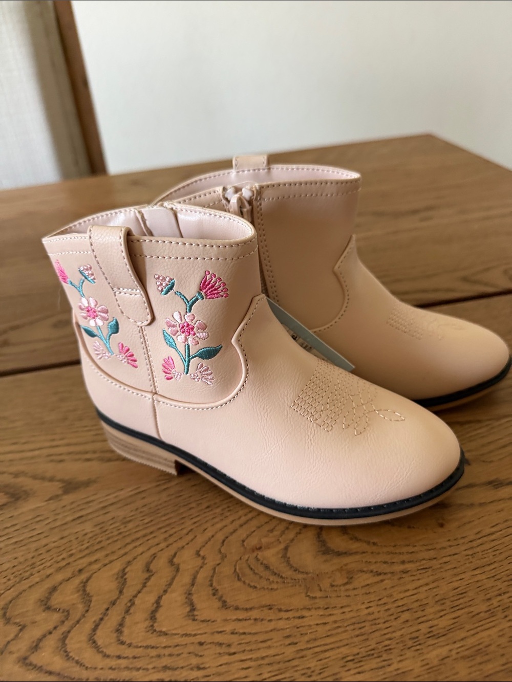 Cat & Jack Pink Floral Embroidered Ankle Boots